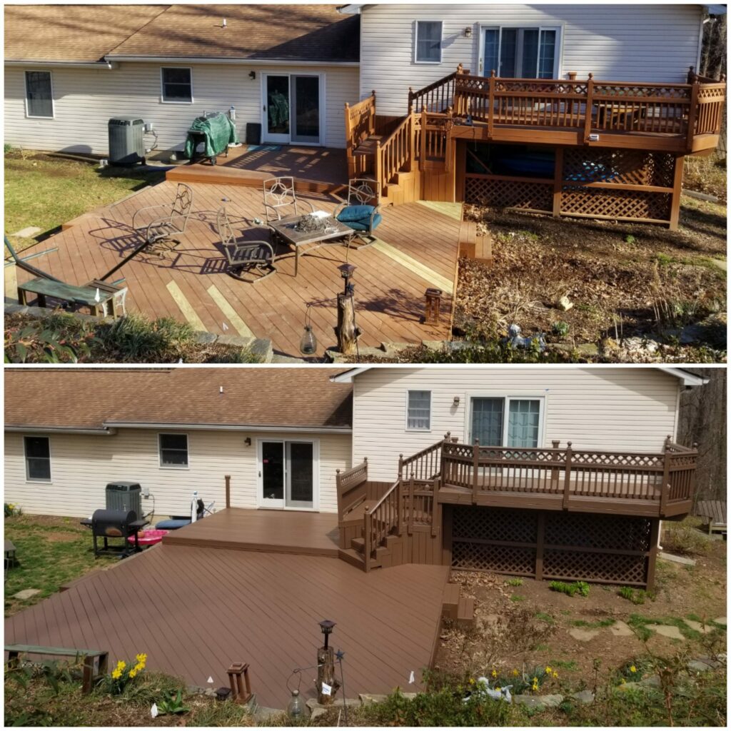 Before and after deck cleaning
