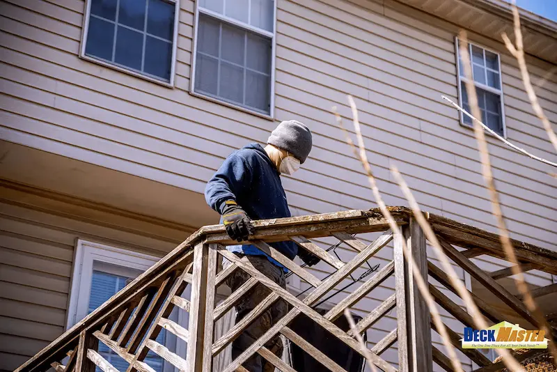 Truedecks repairing old wooden deck porch in Maryland