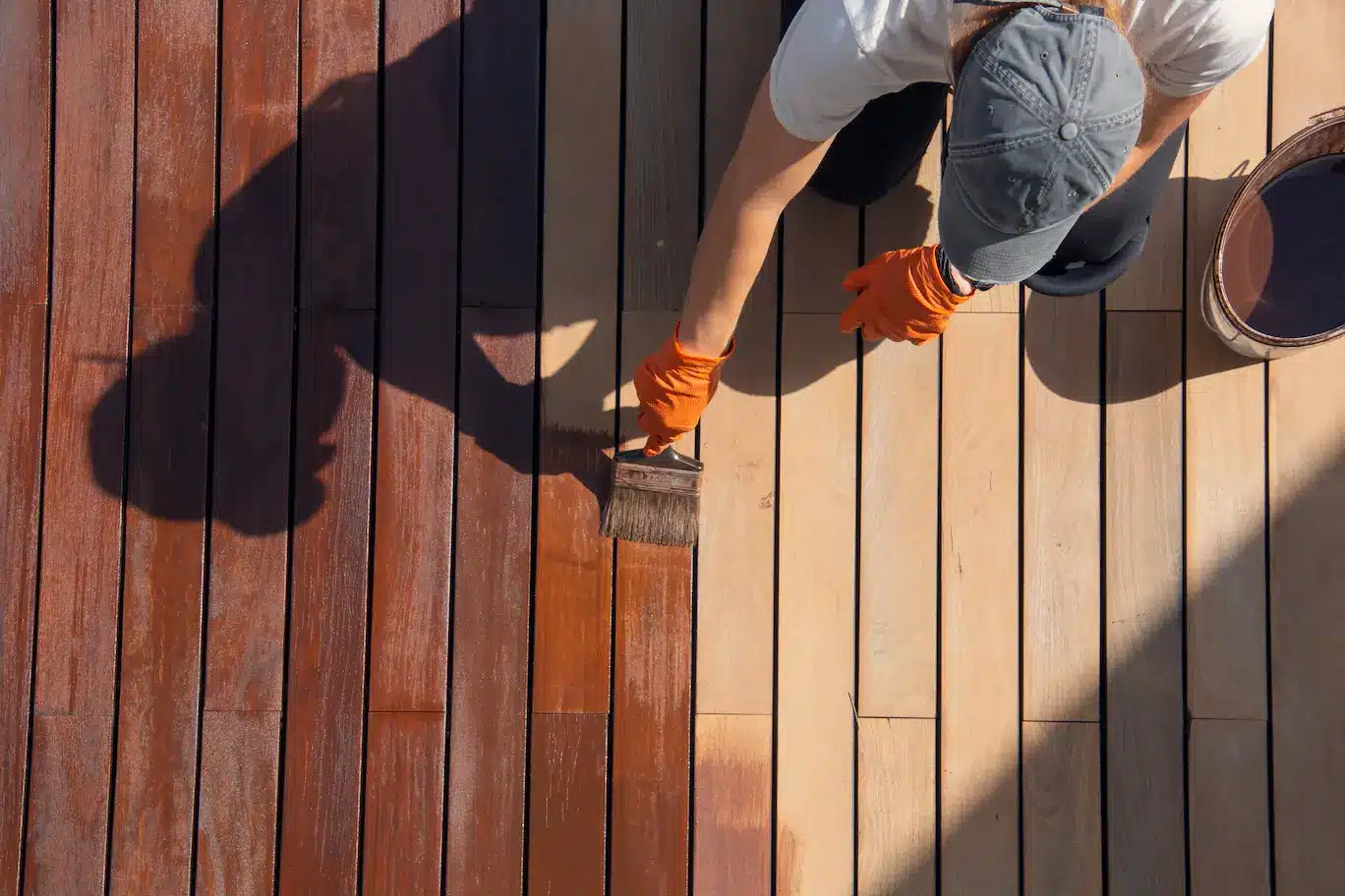 decker staining a deck
